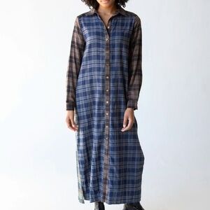 NEW plaid button down shirt dress